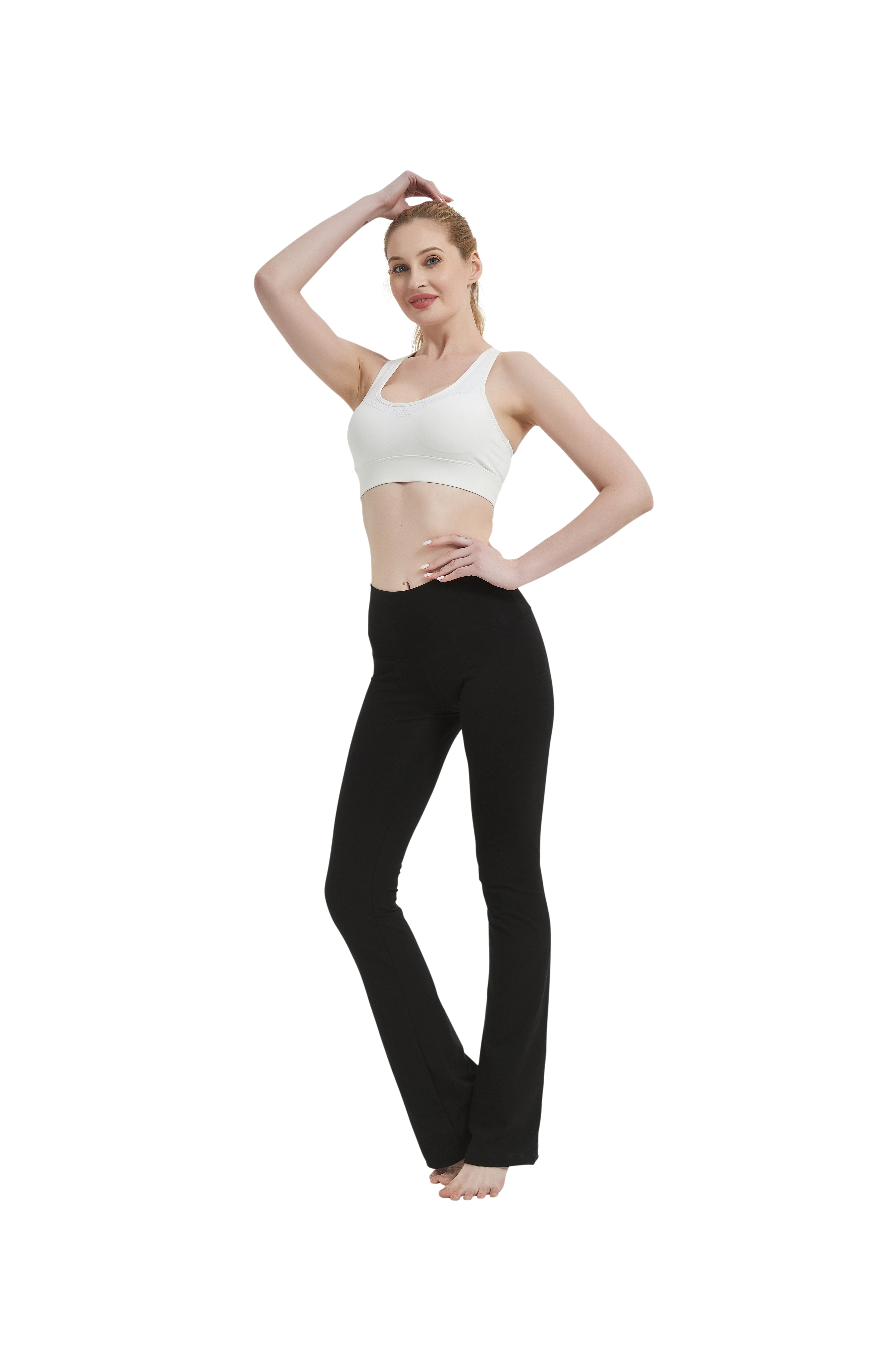 Women's Low-Rise Cotton Spandex Bootcut Flare Yoga Pants 34" Inseam