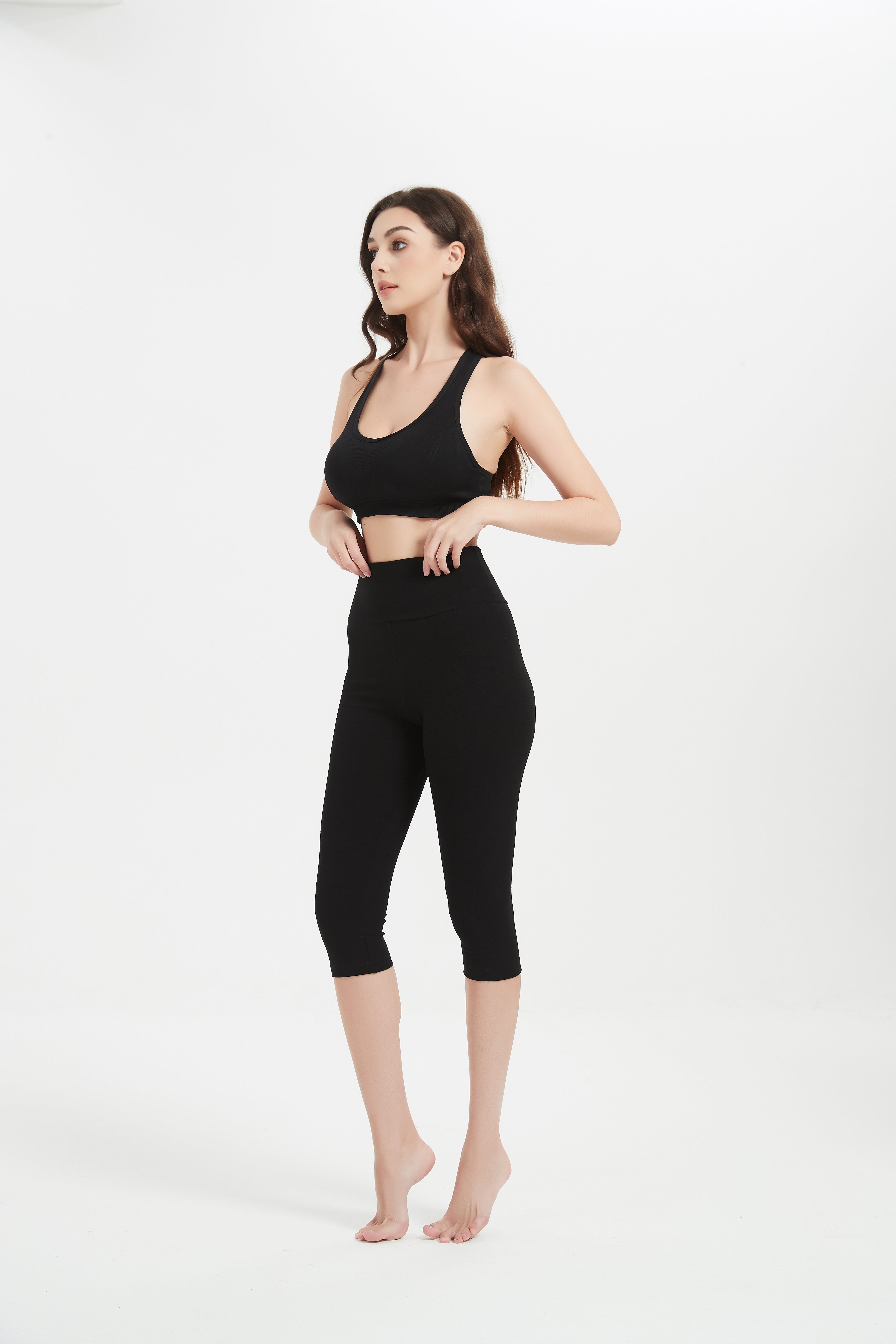 Women's High-Waisted Foldover Cotton Spandex Yoga Capris